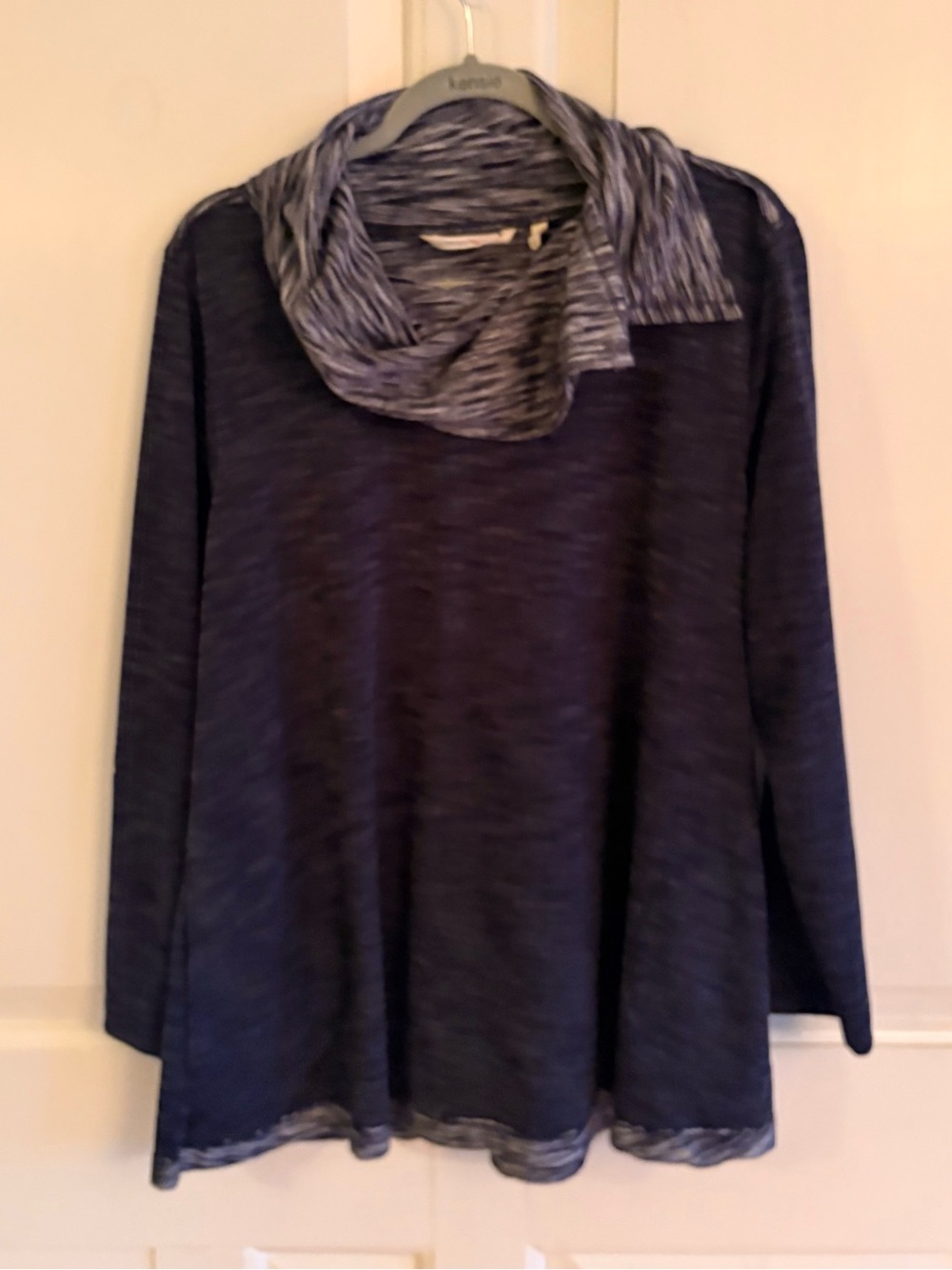 Soft Surroundings Navy and Heathered Gray Cowl Neck Sweater Large